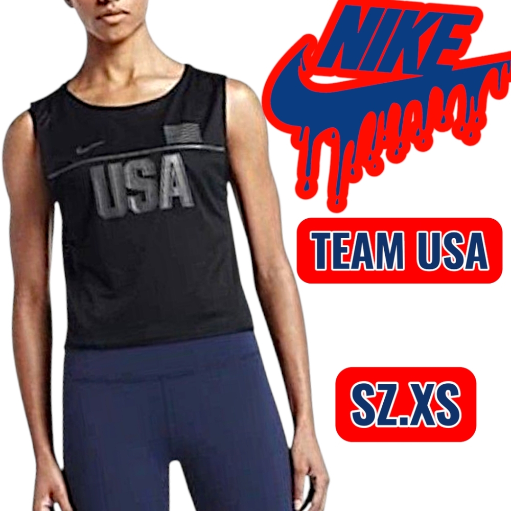 Nike TEAM USA Black Mesh Running Top Sz. XS
